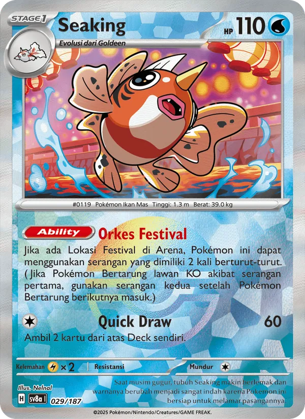 Kartu Seaking dari Festival Terastal ex, nomor 029/187