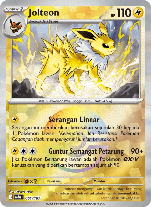 Kartu Jolteon dari Festival Terastal ex, nomor 051/187