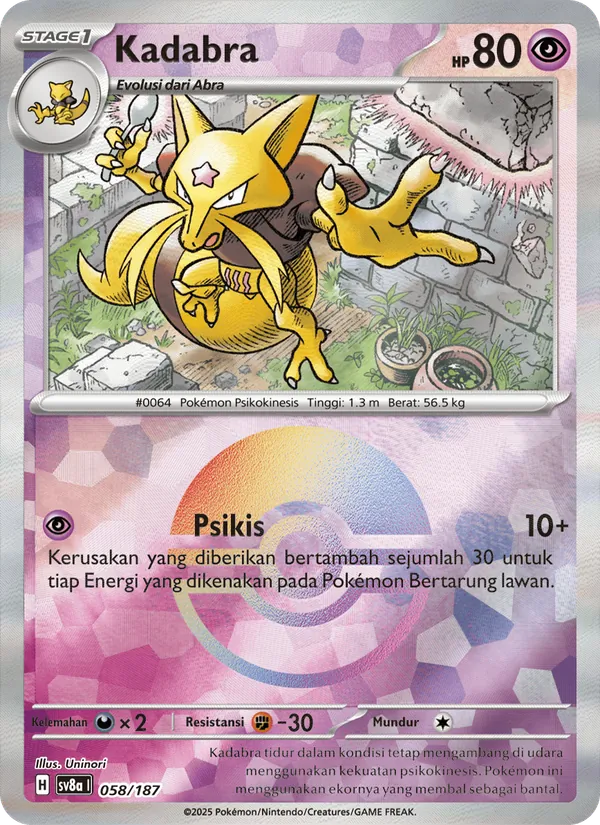Kartu Kadabra dari Festival Terastal ex, nomor 058/187