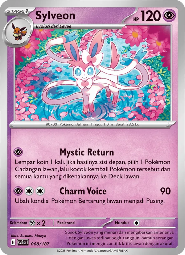 Kartu Sylveon dari Festival Terastal ex, nomor 068/187