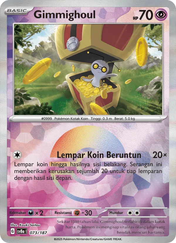 Kartu Gimmighoul dari Festival Terastal ex, nomor 073/187