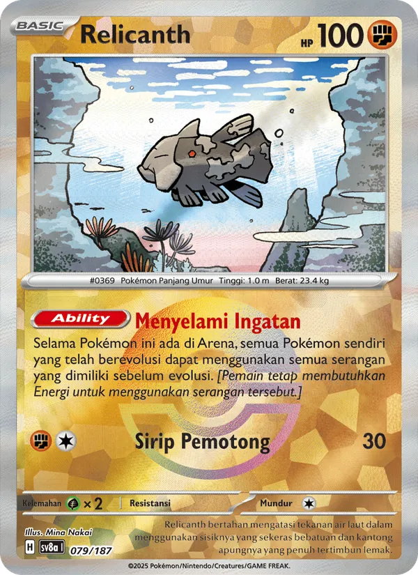 Kartu Relicanth dari Festival Terastal ex, nomor 079/187