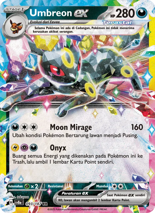 Kartu Umbreon ex dari Festival Terastal ex, nomor 093/187