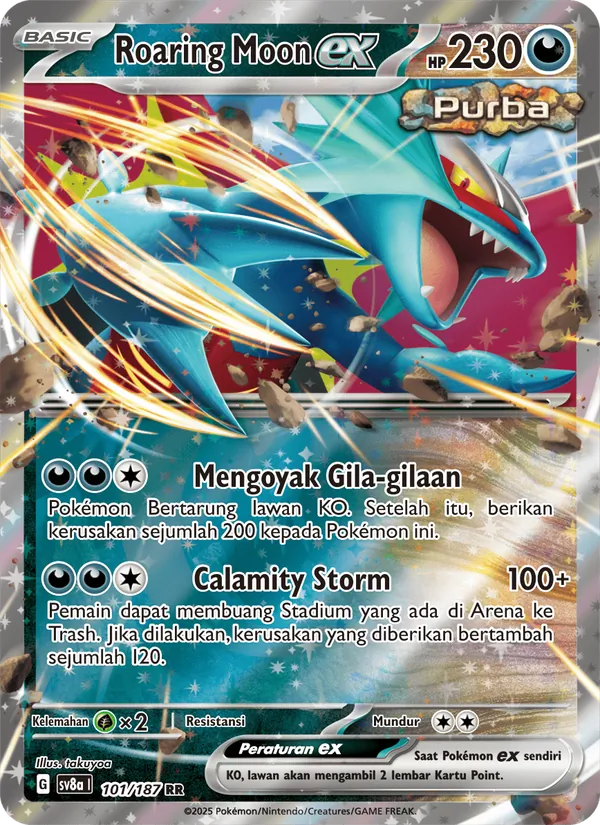 Kartu Roaring Moon ex dari Festival Terastal ex, nomor 101/187