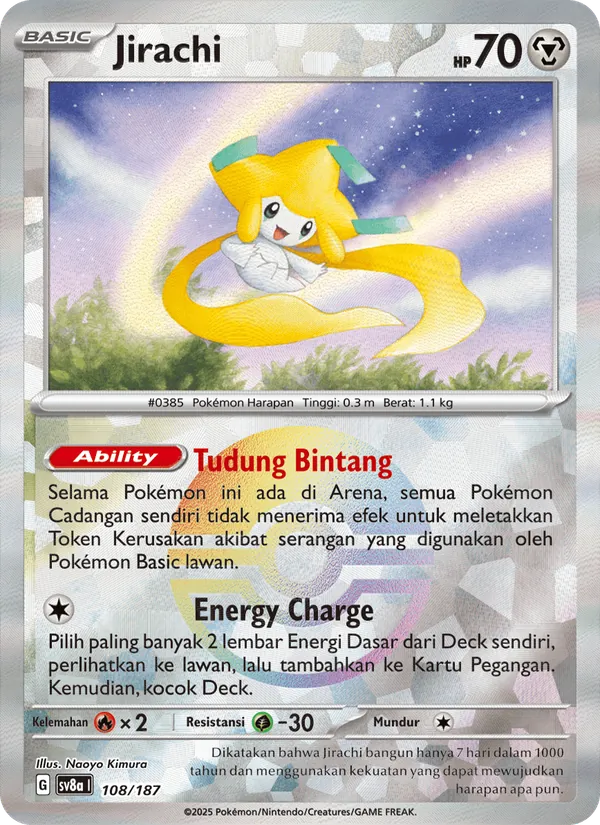 Kartu Jirachi dari Festival Terastal ex, nomor 108/187