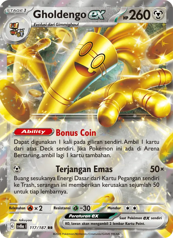 Kartu Gholdengo ex dari Festival Terastal ex, nomor 117/187