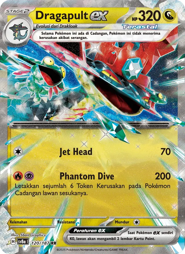 Kartu Dragapult ex dari Festival Terastal ex, nomor 120/187