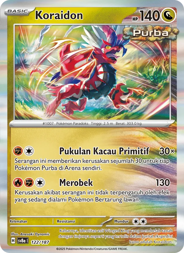 Kartu Koraidon dari Festival Terastal ex, nomor 122/187
