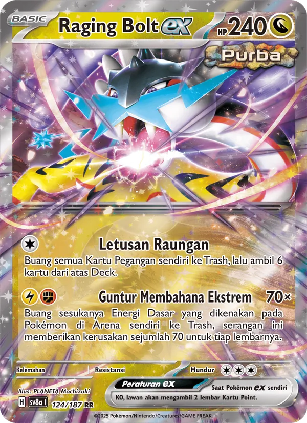 Kartu Raging Bolt ex dari Festival Terastal ex, nomor 124/187