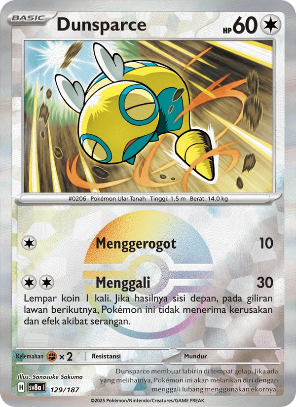 Kartu Dunsparce dari Festival Terastal ex, nomor 129/187