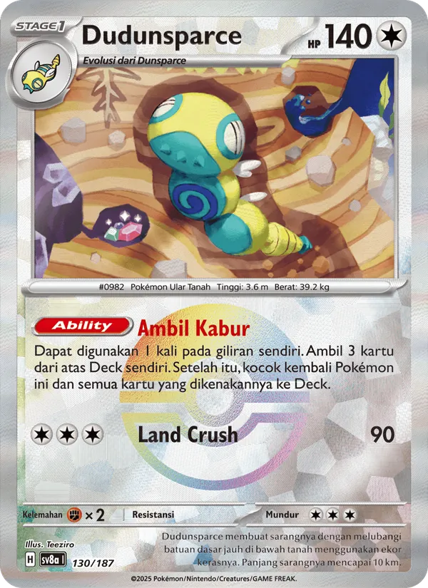 Kartu Dudunsparce dari Festival Terastal ex, nomor 130/187
