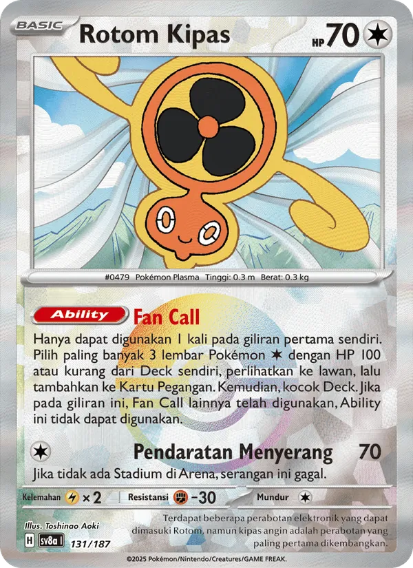 Kartu Rotom Kipas dari Festival Terastal ex, nomor 131/187
