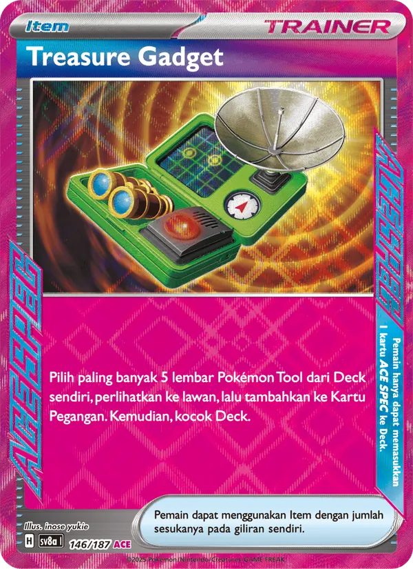 Kartu Treasure Gadget dari Festival Terastal ex, nomor 146/187