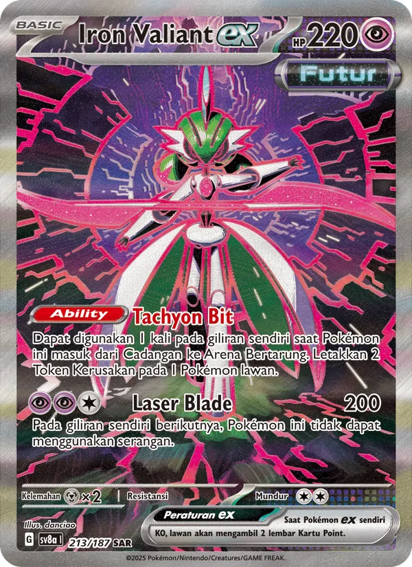 Kartu Iron Valiant ex dari Festival Terastal ex, nomor 213/187