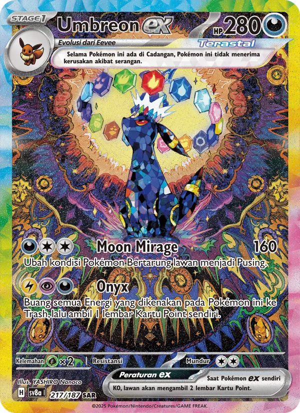 Kartu Umbreon ex dari Festival Terastal ex, nomor 217/187