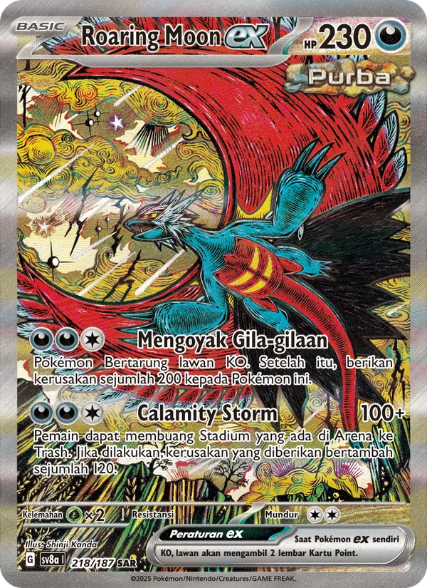 Kartu Roaring Moon ex dari Festival Terastal ex, nomor 218/187