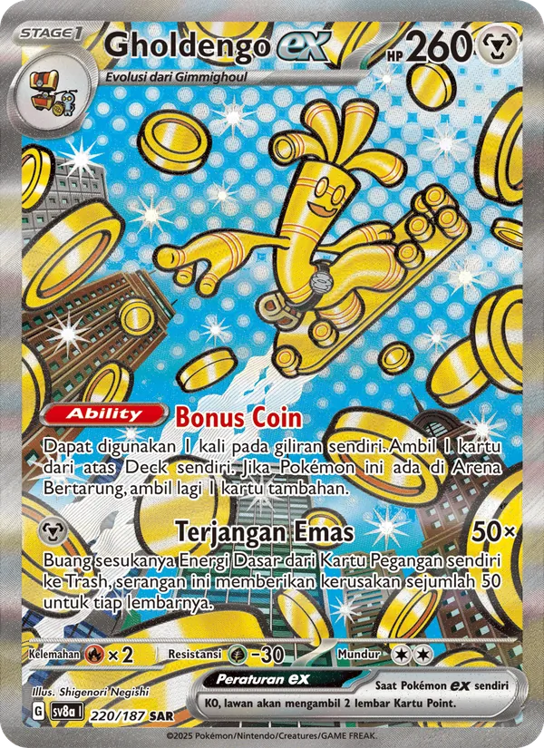 Kartu Gholdengo ex dari Festival Terastal ex, nomor 220/187