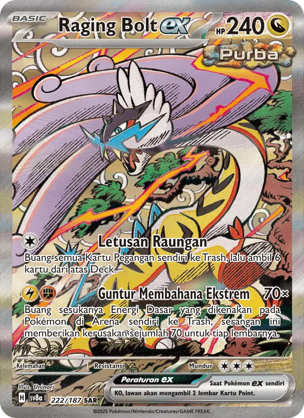Kartu Raging Bolt ex dari Festival Terastal ex, nomor 222/187