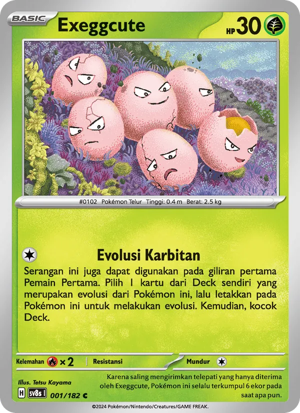 Kartu Exeggcute dari Kilat Rasi, nomor 001/182