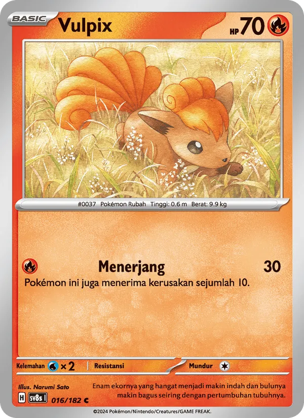 Kartu Vulpix dari Kilat Rasi, nomor 016/182
