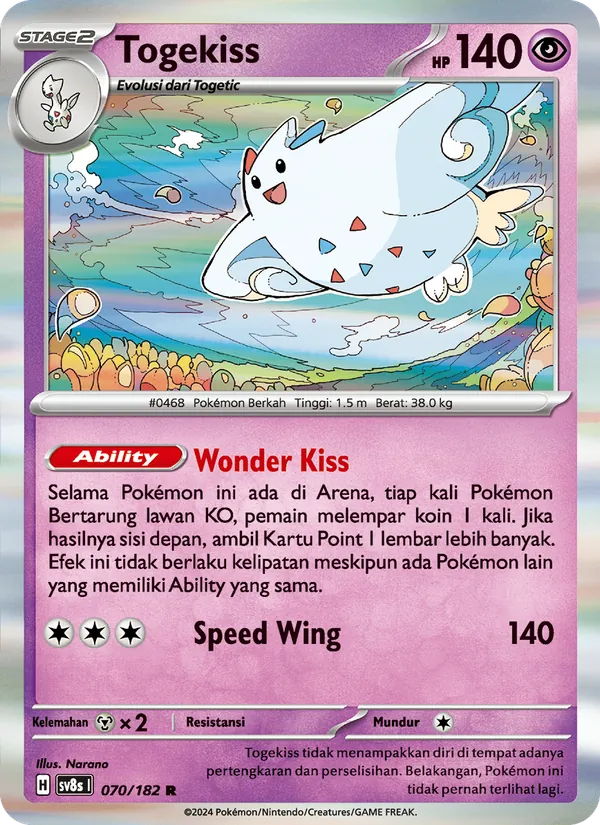 Kartu Togekiss dari Kilat Rasi, nomor 070/182