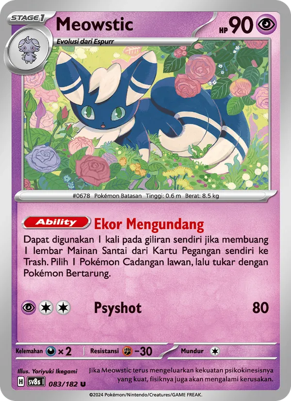 Kartu Meowstic dari Kilat Rasi, nomor 083/182