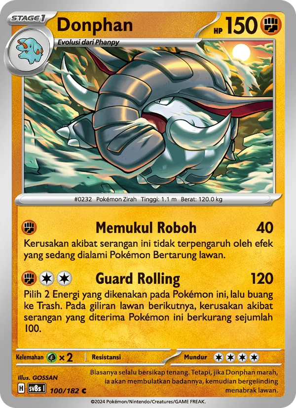 Kartu Donphan dari Kilat Rasi, nomor 100/182