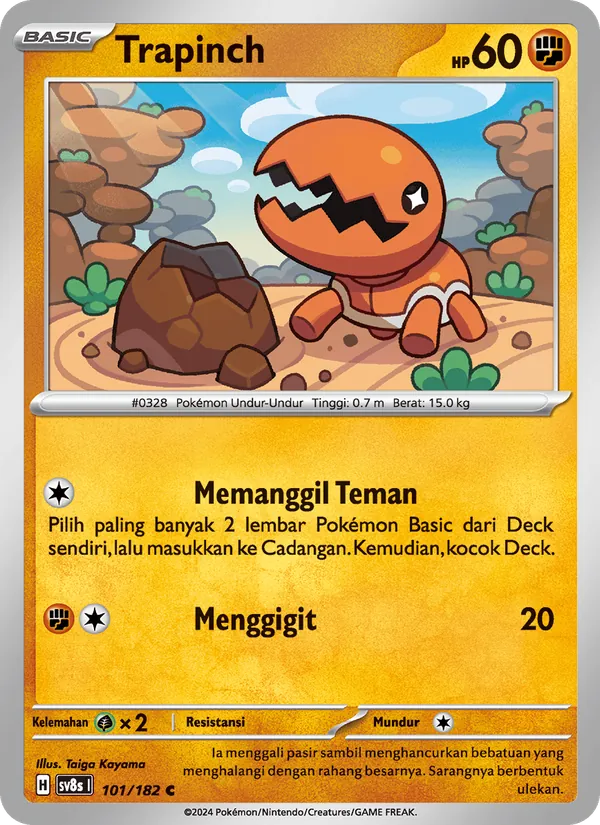 Kartu Trapinch dari Kilat Rasi, nomor 101/182