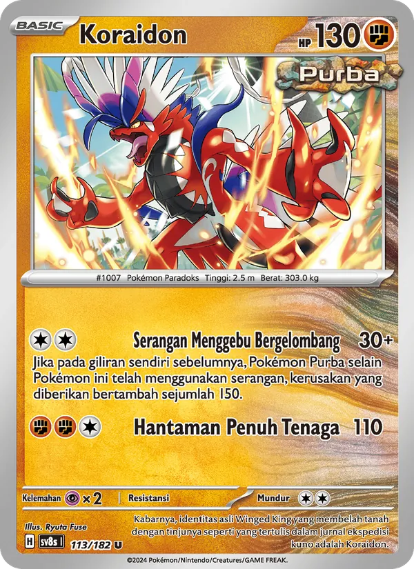 Kartu Koraidon dari Kilat Rasi, nomor 113/182