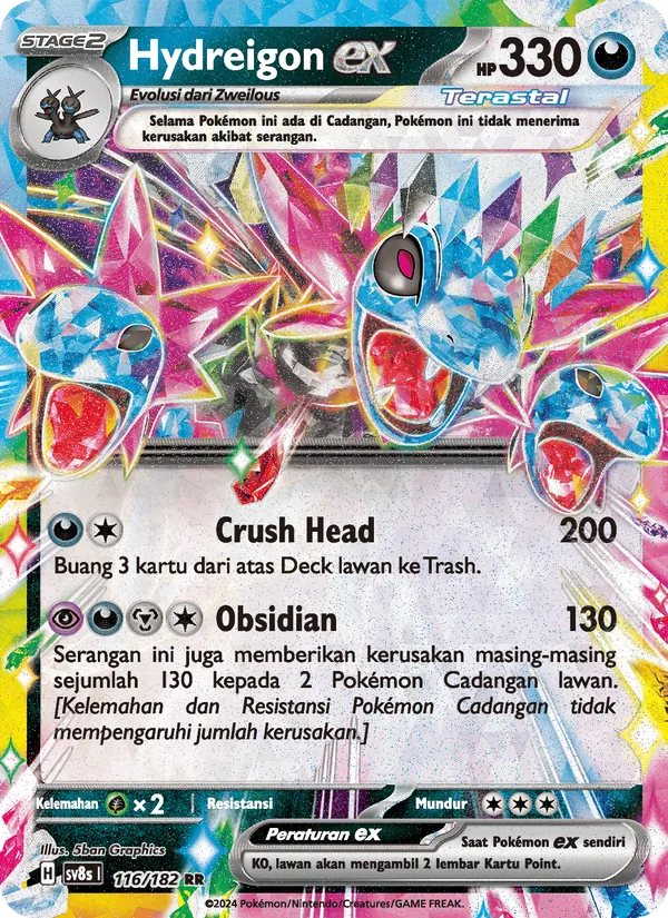 Kartu Hydreigon ex dari Kilat Rasi, nomor 116/182