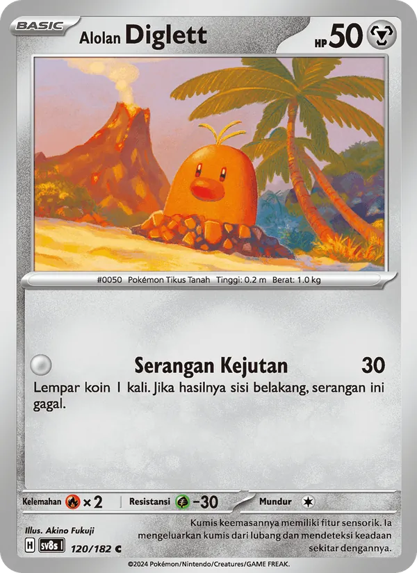 Kartu Alolan Diglett dari Kilat Rasi, nomor 120/182