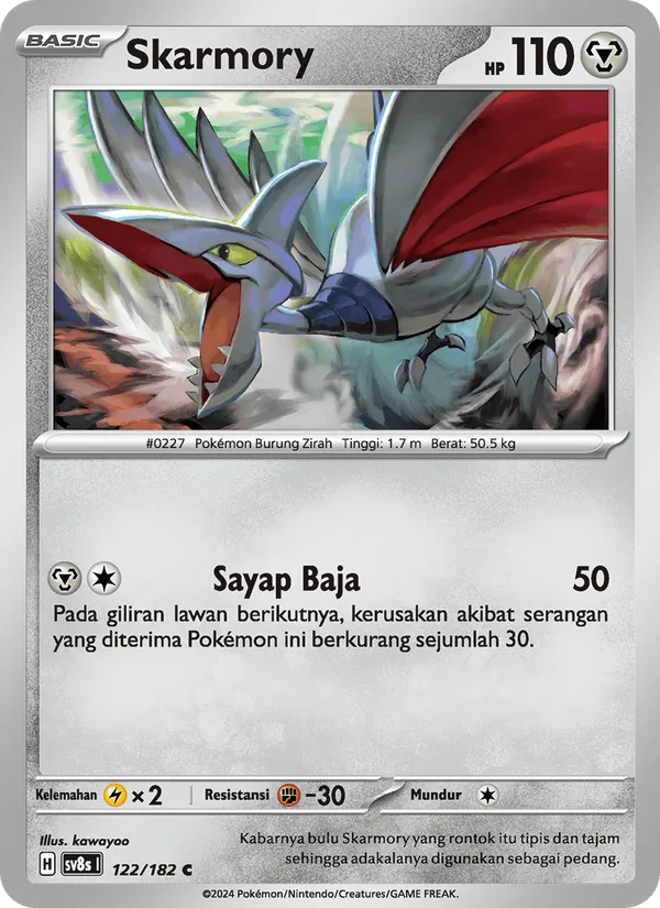 Kartu Skarmory dari Kilat Rasi, nomor 122/182
