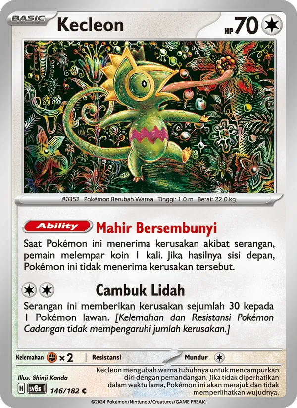 Kartu Kecleon dari Kilat Rasi, nomor 146/182