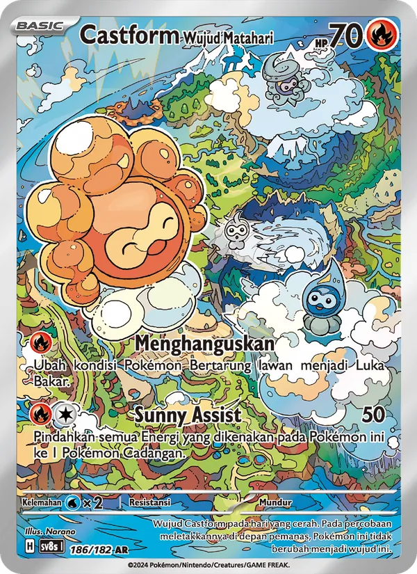 Kartu Castform Wujud Matahari dari Kilat Rasi, nomor 186/182