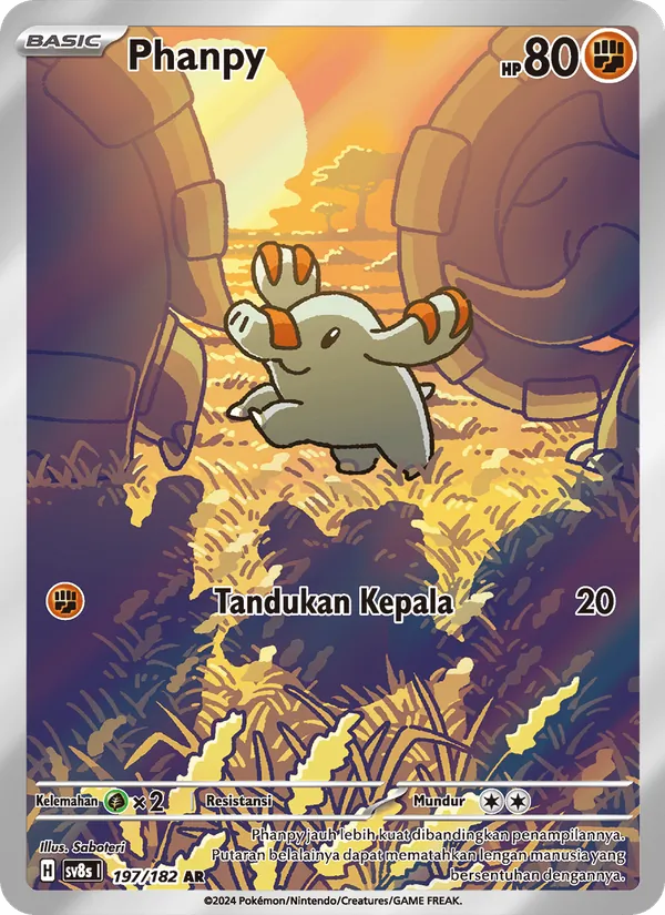Kartu Phanpy dari Kilat Rasi, nomor 197/182