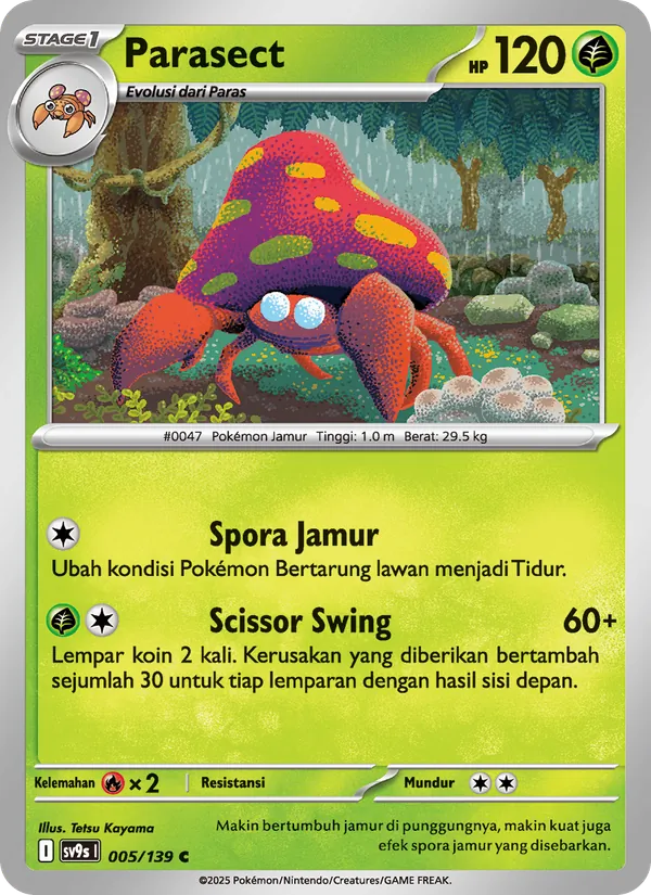 Kartu Parasect dari Ikatan Takdir, nomor 005/139