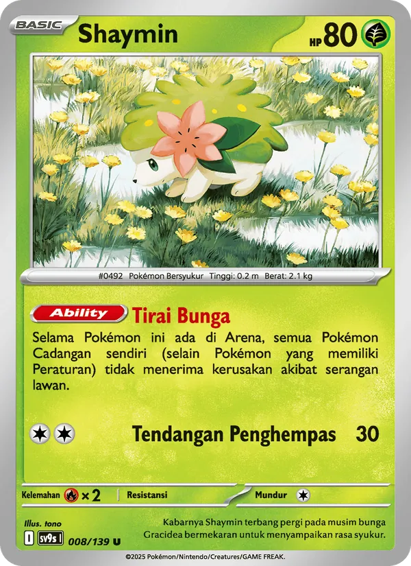Kartu Shaymin dari Ikatan Takdir, nomor 008/139