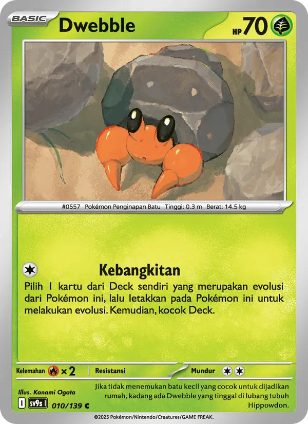 Kartu Dwebble dari Ikatan Takdir, nomor 010/139