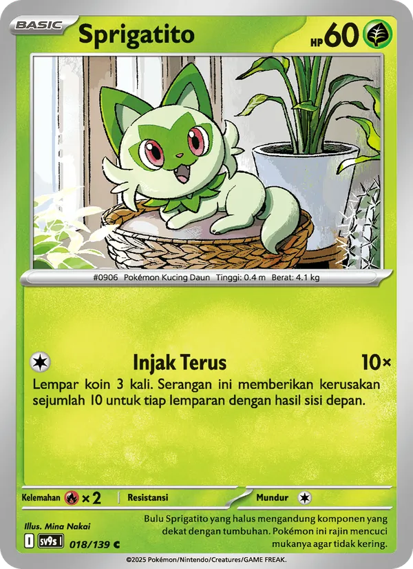 Kartu Sprigatito dari Ikatan Takdir, nomor 018/139