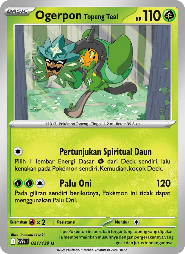 Kartu Ogerpon Topeng Teal dari Ikatan Takdir, nomor 021/139