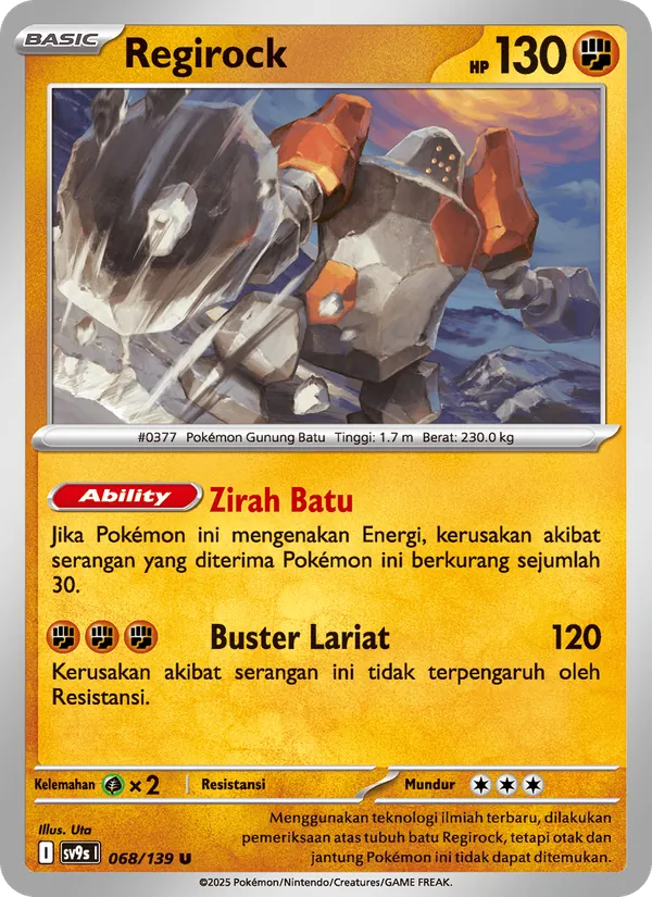 Kartu Regirock dari Ikatan Takdir, nomor 068/139