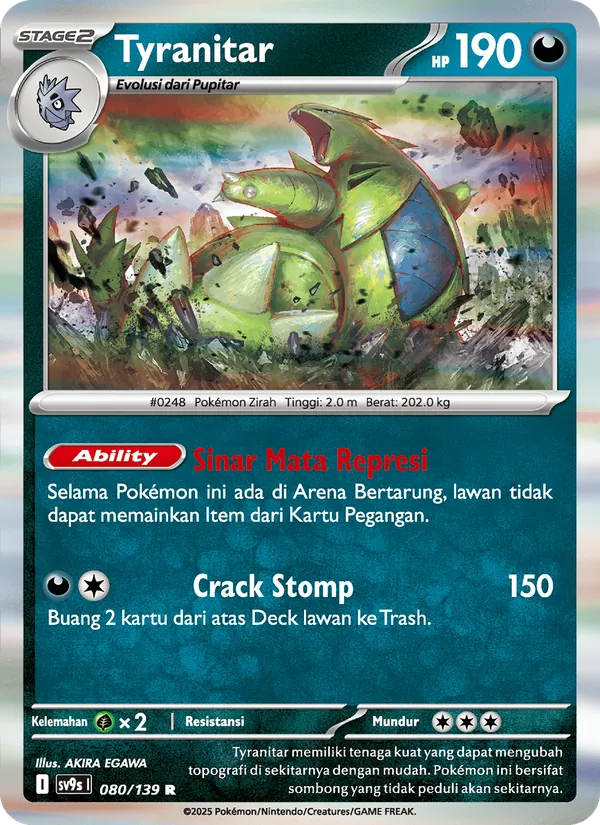 Kartu Tyranitar dari Ikatan Takdir, nomor 080/139