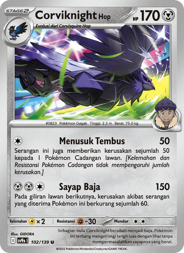 Kartu Corviknight <Hop> dari Ikatan Takdir, nomor 102/139