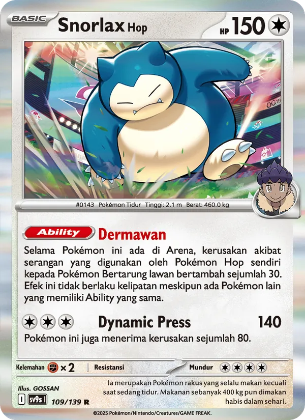 Kartu Snorlax <Hop> dari Ikatan Takdir, nomor 109/139