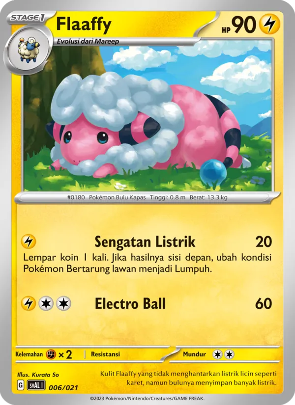 Kartu Flaaffy dari Sprigatito & Lucario ex, nomor 006/21
