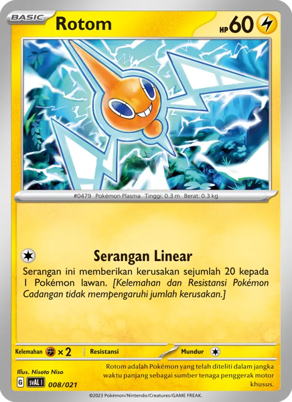 Kartu Rotom dari Sprigatito & Lucario ex, nomor 008/21