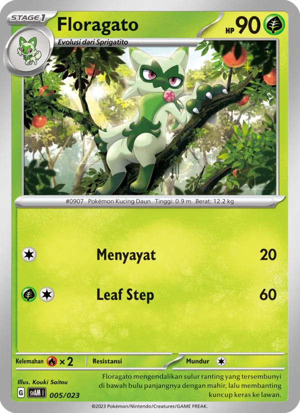 Kartu Floragato dari Fuecoco & Ampharos ex, nomor 005/23
