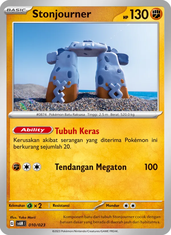 Kartu Stonjourner dari Fuecoco & Ampharos ex, nomor 010/23
