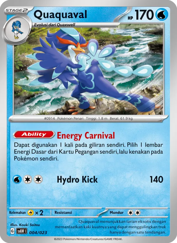 Kartu Quaquaval dari Quaxly & Mimikyu ex, nomor 004/23