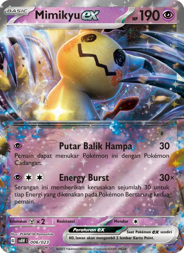 Kartu Mimikyu ex dari Quaxly & Mimikyu ex, nomor 006/23